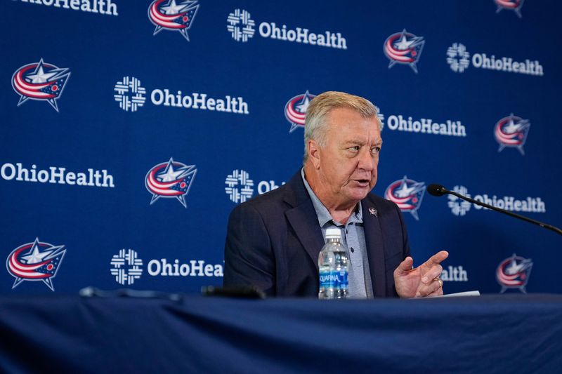 Blue Jackets President of Hockey Operations and General Manager Don Waddell speaks during the team media day at Nationwide Arena on Sept. 15, 2025.