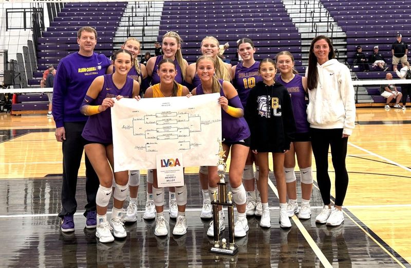 The Bloom-Carroll volleyball team, ranked No. 1 in the state, won the Lancaster Volleyball Officials Association Tournament with a 3-0 mark, and head coach Kyle McFerin picked up his 100th career win at B-C.
