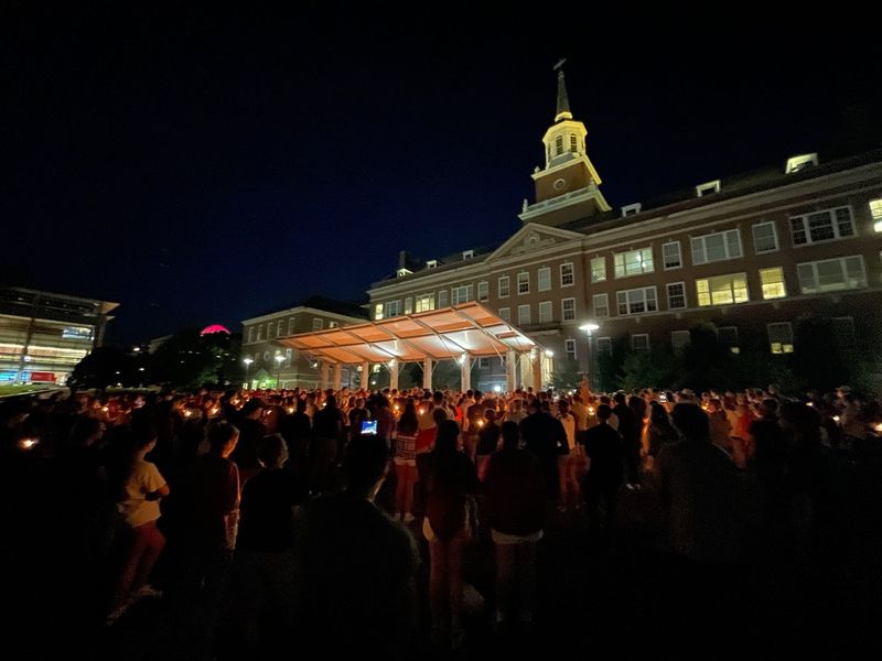 Hundreds came to the University of Cincinnati vigil for Charlie Kirk, who was fatally shot at an event at Utah Valley University Sept. 10.