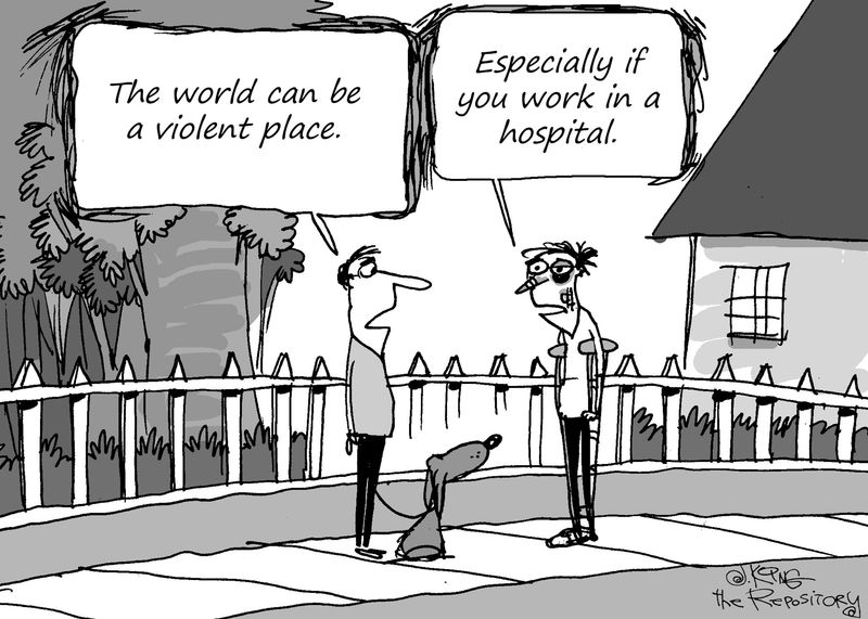 Editorial cartoonist Jerry King looks at violence at hospitals.