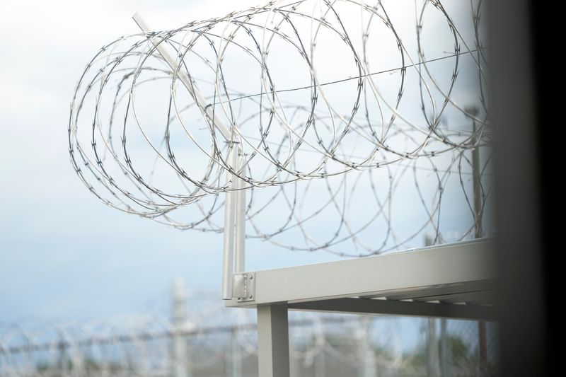 Razor wire surrounds the Ross Correctional Institution in Chillicothe, Ohio, that houses death row inmates on Aug. 28, 2025.