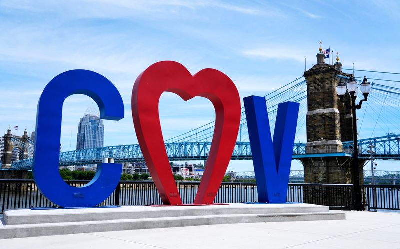 Southbank Partners unveiled the "Love the Cov" sculpture along the Ohio River in Covington in March 2024.