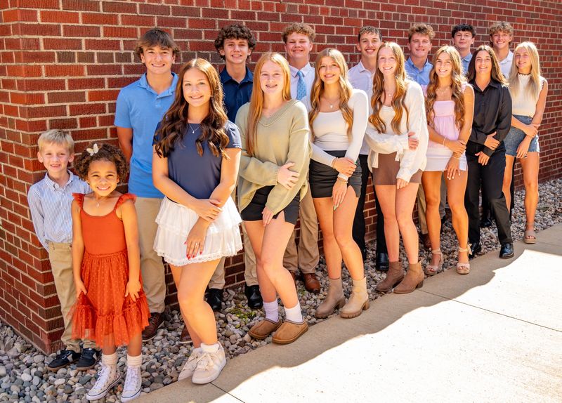 The 2025 Danbury High School homecoming court includes kindergarteners Ruby VanEerten and Axl Clark; freshmen Quinn Dibucci and Charlie Kovach; sophomores Alana Ayers and Ridge Wilhite; EHOVE attendants Miranda Evans and Thomas Dean; juniors Grace McDonald and Parker LaMarca; and seniors Paige Bradfield and Grant Dunfee, Emma Redett and Evan Sandvick, and Zoe Uhinck and Ayden Ayers.