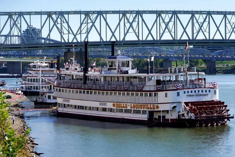 The Belle of Louisville docks at the Ohio River, Wednesday, Oct. 8, 2025, in Cincinnati.