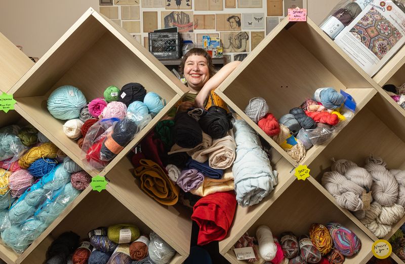Rachel Wallis, owner of reuse craft and art supply store Craft Raccoon in Merion Village