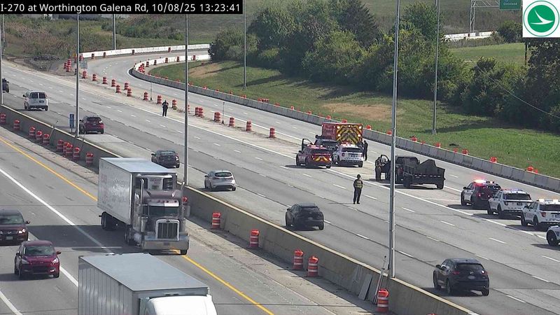 Columbus police respond Oct. 8, 2025, to a report of a shooting on Interstate 270 near the Interstate 71 interchange.