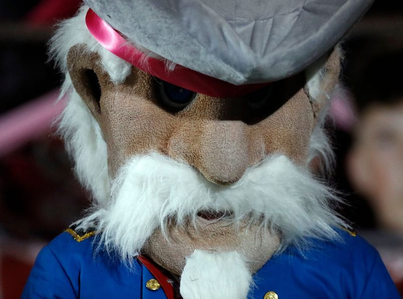 Sheridan High School's mascot watches the action against Tri-Valley on Friday, Oct. 17, 2025, in Thornville, Ohio.