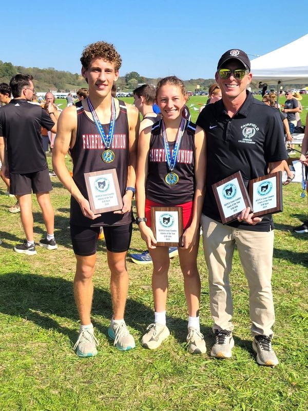 Fairfield Union's Connor Runkle and Sadie Schultz were the Southeast District Division III Cross Country runners of the Year, and the Falcons' Rob Myers was the District Coach of the Year.