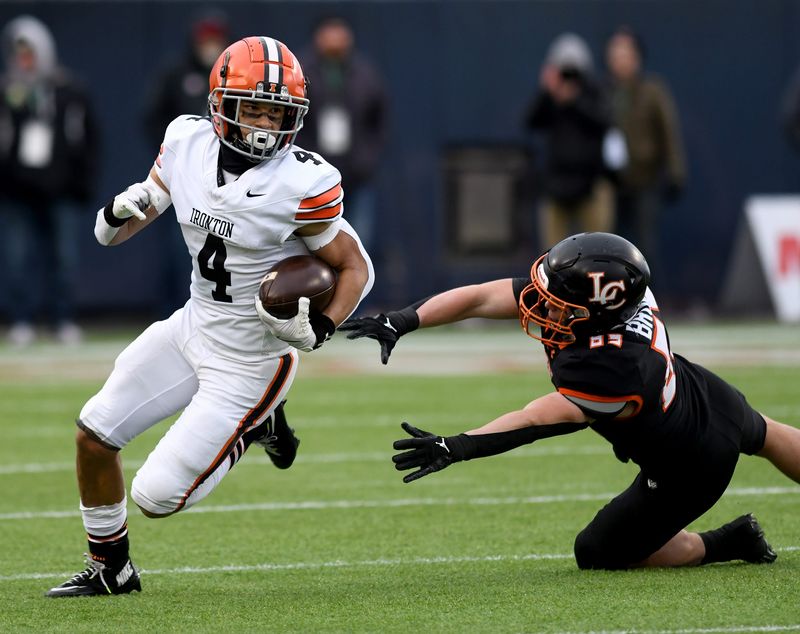 Ironton's Shaun Terry runs the ball against Liberty Center in OHSAA Division V state final, Saturday, Dec. 7, 2024, in Canton.