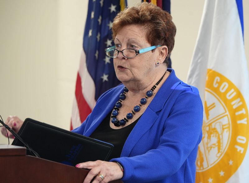 Summit County Executive Ilene Shapiro talks Oct. 28 about SNAP benefits for local families during a press conference at the Summit County Russell M. Pry Building in Akron.