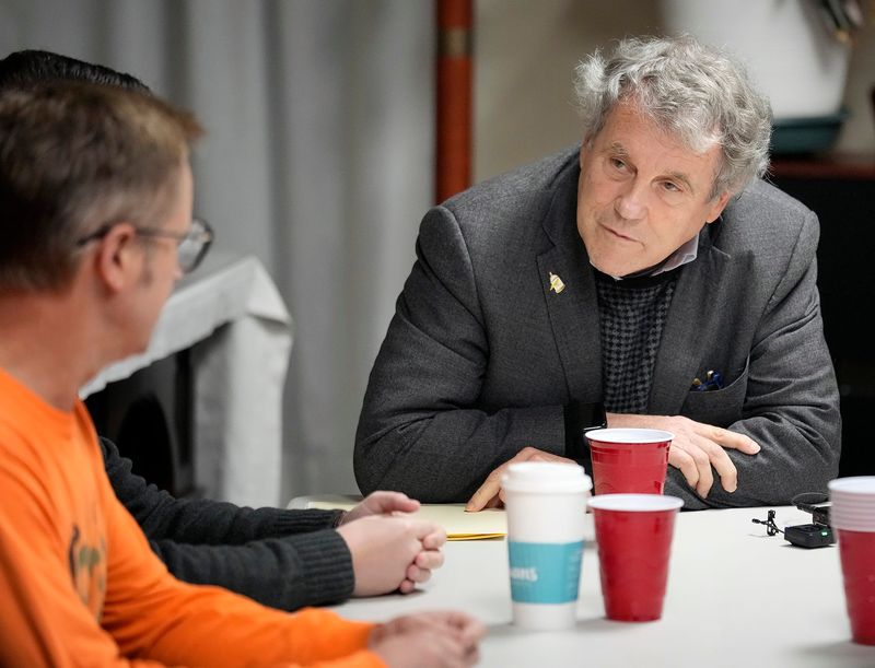 Former Sen. Sherrod Brown talks to Columbus residents during a roundtable about health care at North Congregational United Church of Christ.