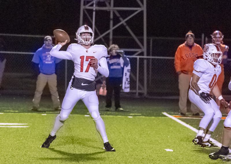 Port Clinton's Landon Leis looks to pass.