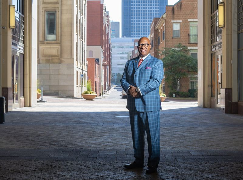 Derrick Clay, the new president and CEO of the Columbus Chamber of Commerce, photographed in Downtown Columbus