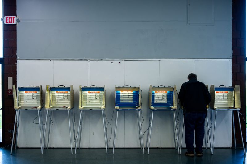 A man votes at Joy Park Community Center on Election Day, Nov. 4, 2025, in Akron, Ohio.