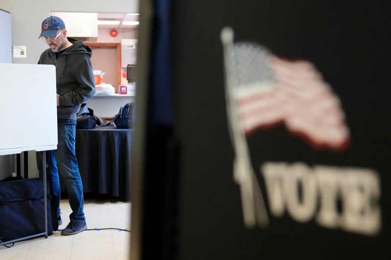 Brad Keefe votes at Cityview United Methodist Church on Election Day in Columbus on Nov. 4, 2025.
