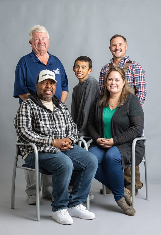 Brent Dutcher (back-left), Kip Rooks (front-left), Micah Suttle (center), Sean McKay (back-right) and Maya Ward (front-right) are The Dispatch and Dispatch Magazines' 2025 Everyday Kindness Heroes.