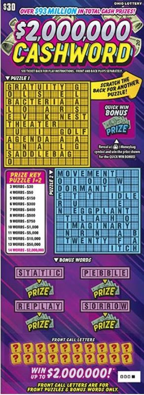 $2,000,000 Cashword ticket