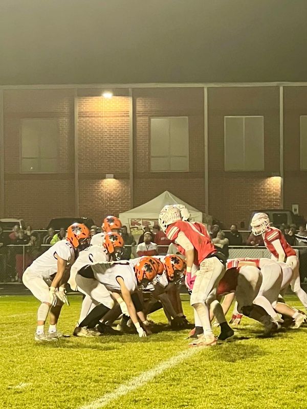 North Union's offense lines up against Carlisle's defense during a Division V, Region 20 OHSAA high school football regional semifinal game Nov. 14, 2025.
