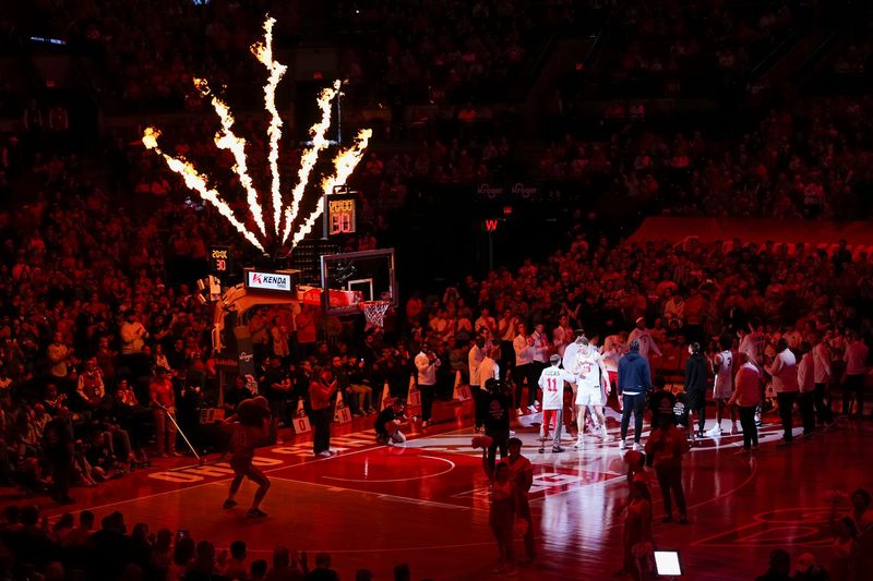 Ohio State Buckeyes center Christoph Tilly (13) is announced in the starting lineup prior to the men's NCAA basketball game against the Notre Dame Fighting Irish at Value City Arena in Columbus on Nov. 16, 2025.