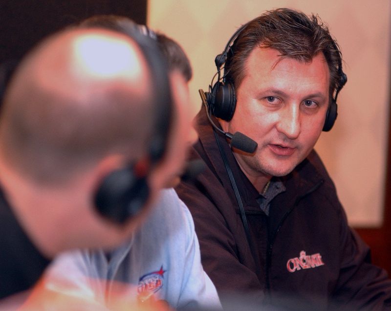 March 18, 2002: Bob Huggins during his final radio show on WLW at the Montgomery Inn.