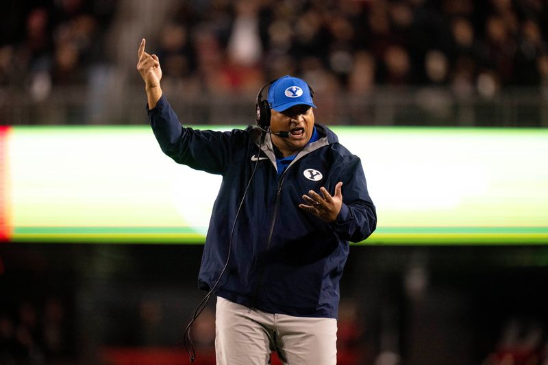 BYU Cougars head coach Kalani Sitake coaches his team Nov. 22 against the Cincinnati Bearcats. BYU won 26-14.