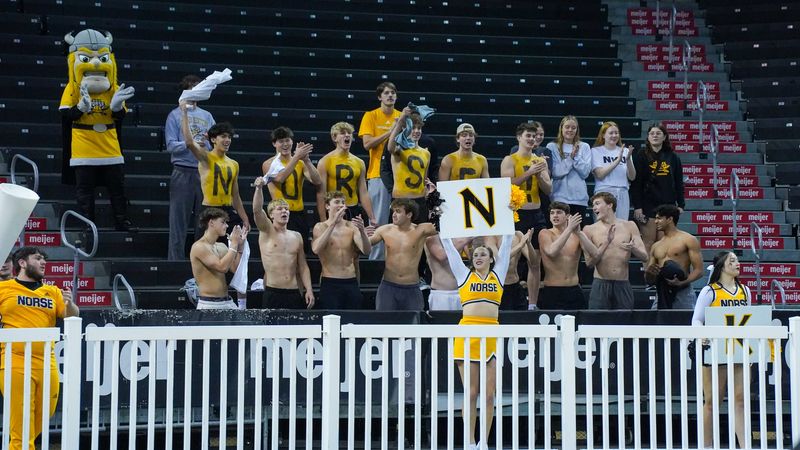 Northern Kentucky University students show their support for the volleyball team during the 2025 Horizon League championship.
