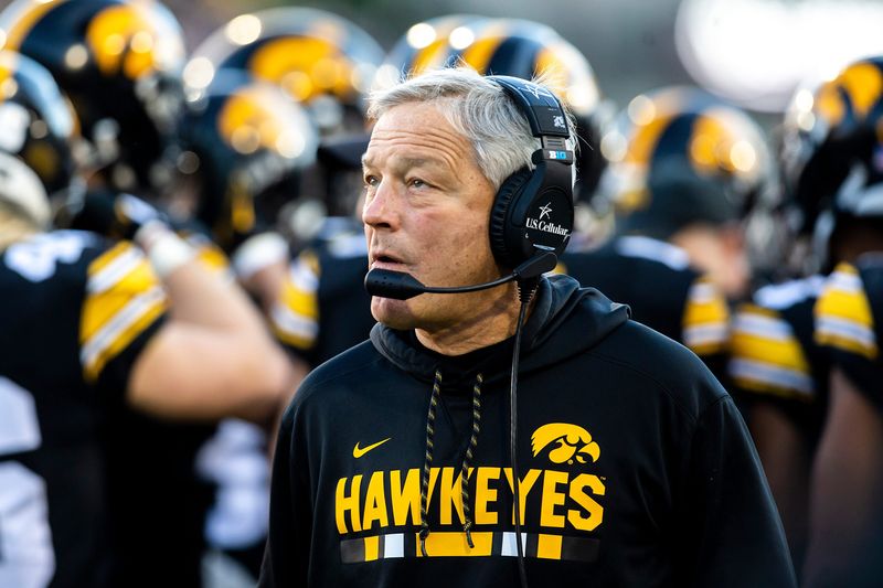 Iowa head coach Kirk Ferentz looks on during a NCAA Big Ten Conference football game against Nebraska, Friday, Nov. 25, 2022, at Kinnick Stadium in Iowa City, Iowa.