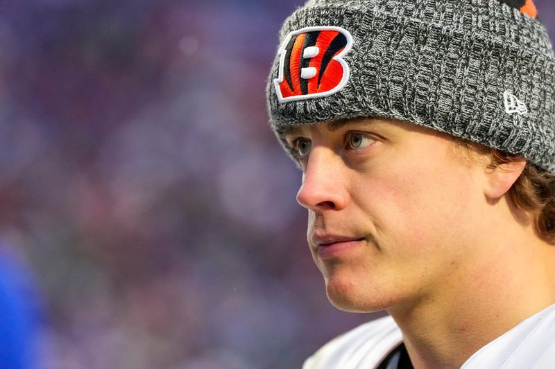 Cincinnati Bengals quarterback Joe Burrow (9) heads for the locker room after the fourth quarter of the NFL Week 14 game between the Buffalo Bills and the Cincinnati Bengals at Highmark Stadium in Orchard Park, N.Y., on Sunday, Dec. 7, 2025. The Bills overcame a halftime deficit to win 39-34.