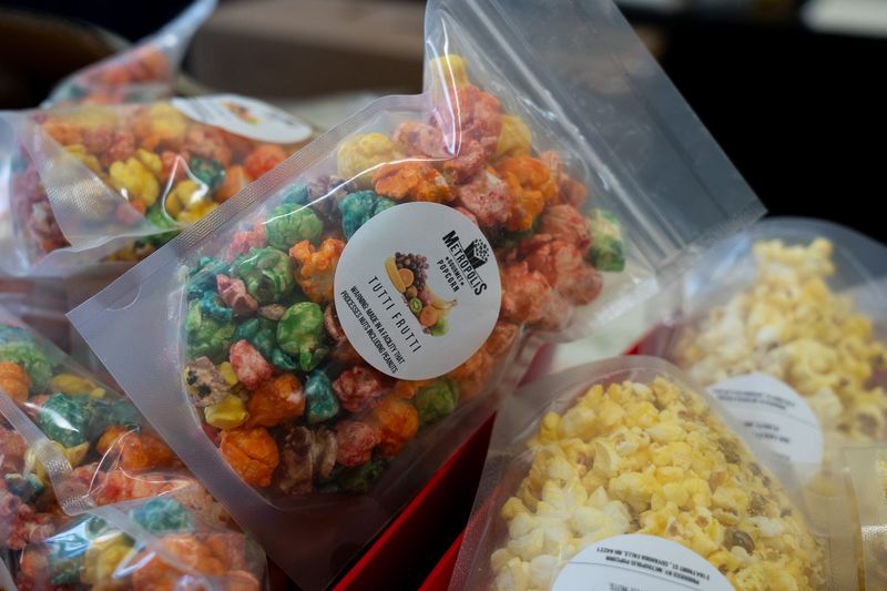 Metropolis Popcorn’s stocking stuffer size of Tutti Frutti in Cuyahoga Falls on Dec. 17, 2025.