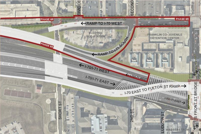 An ODOT rendering of the new ramps and exits in downtown Columbus.