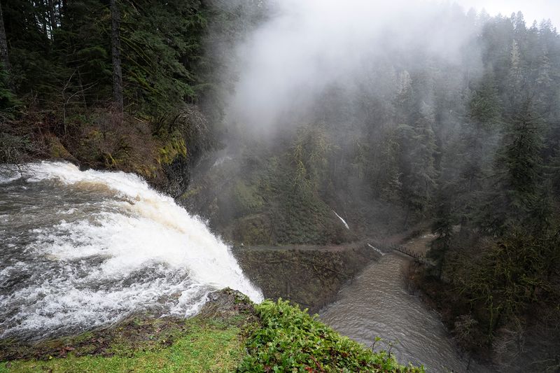 South Falls gushes at Silver Falls State Park after an atmospheric river on Dec. 19, 2025.