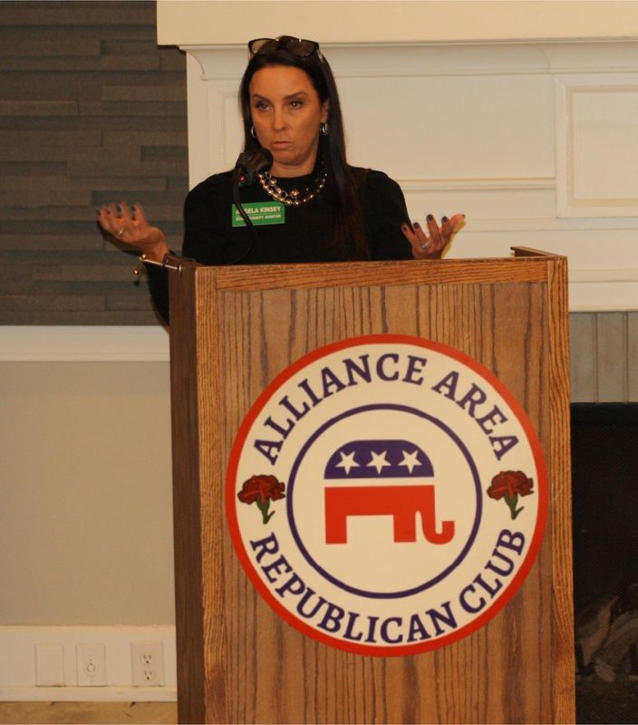 Stark County Auditor Angela Kinsey speaks during the December meeting of the Alliance Area Republican Club.