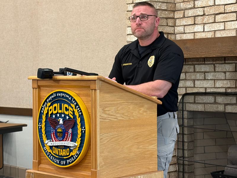 Ontario Police Lt. Tony Grimwood talks to the media Dec. 22 at a press conference related to a deadly road-rage incident.
