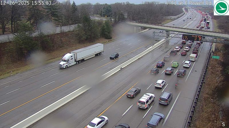 Traffic on Interstate 71 southbound caused by a crash near Polaris Parkway