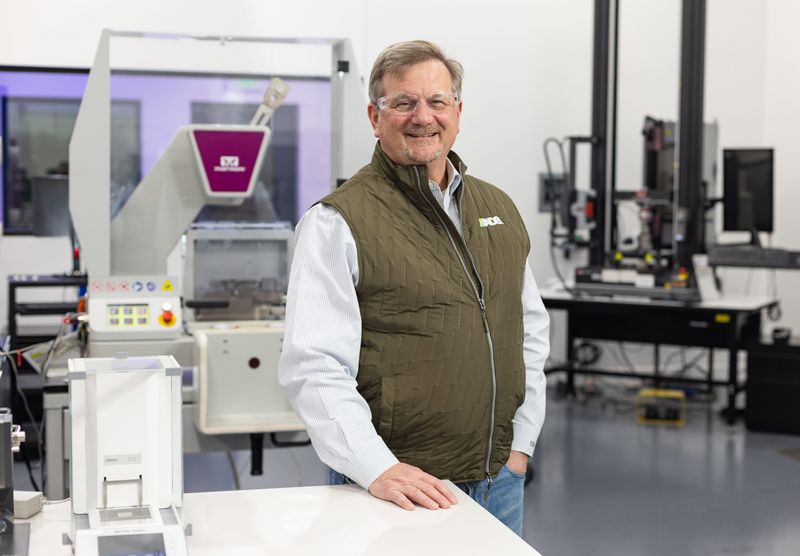 Scott Barbour, president and CEO of Advanced Drainage Systems Inc., is Columbus CEO’s 2025 CEO of the Year winner in the Large For-Profit category. He was photographed in the materials science lab at the Engineering and Technology Center on Raindrop Way in Hilliard.