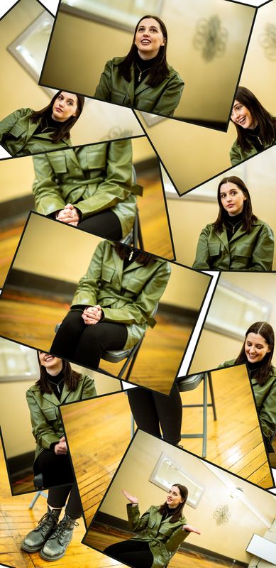 In this illustration of photos, Copley native Hallie Heffernan talks about her acting career before rehearsal at Magical Theatre Company in Barberton.