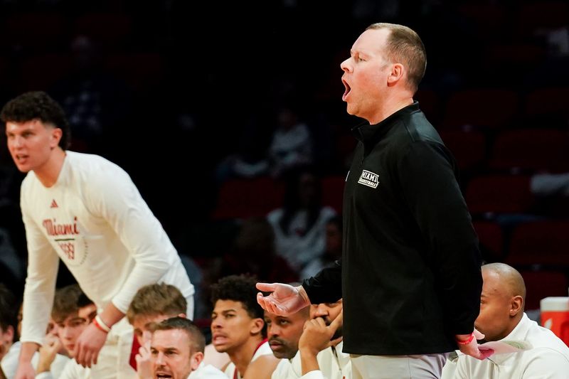 Miami RedHawks head coach Travis Steele