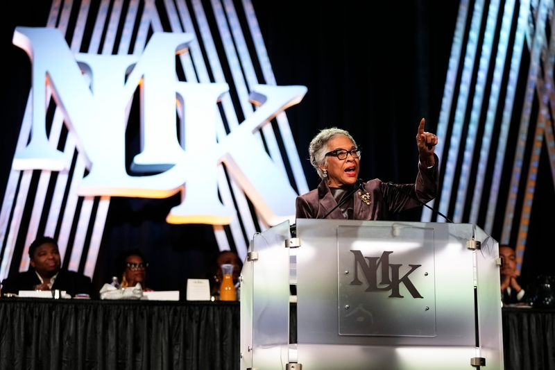 Congressworman Joyce Beatty speaks during the 41st Annual Dr. Martin Luther King Jr. Birthday Breakfast at the Greater Columbus Convention Center on Jan. 19, 2026.
