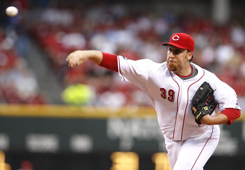 June 13 ,2008. Reds pitcher Aaron Harang delivers against the Boston Red Sox at Great American Ball Park.