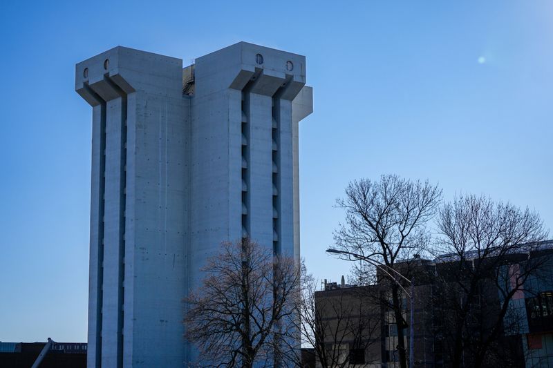 Crosley Tower stands as it is prepared for demolition on the campus of the University of Cincinnati on Tuesday, Jan. 20, 2026.