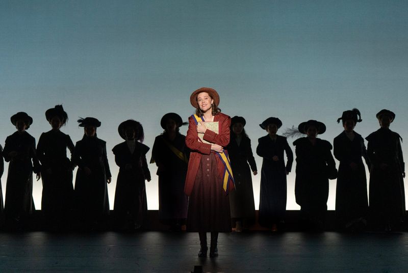 Maya Keleher, who plays Alice Paul, and company in the first national tour of "Suffs."