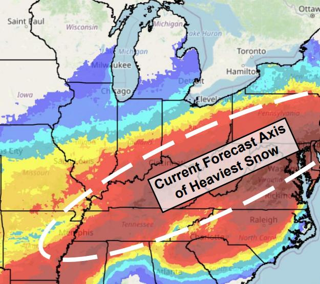 The National Weather Service's heavy snow forecast.