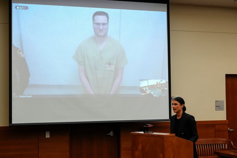 Defense attorney Diane Menashe represents Michael McKee, a suspect in the killings of Monique and Spencer Tepe, as he makes an appearance over closed-circuit TV in front of Franklin County Common Pleas Court Magistrate Mark Petrucci from the Franklin County jail on Jan. 23, 2026.