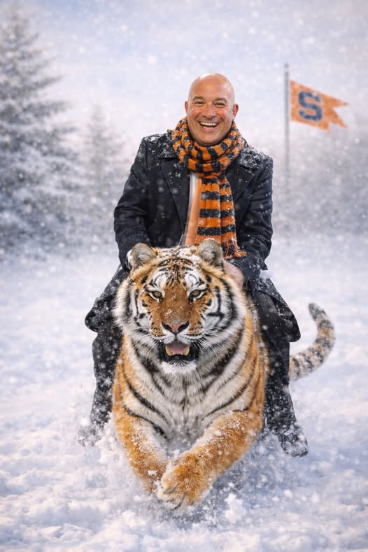 Strasburg-Franklin Local Schools Superintendent Vince Lindsey kicked off a friendly competition among area superintendents with his school cancellation announcement featuring him riding a tiger.