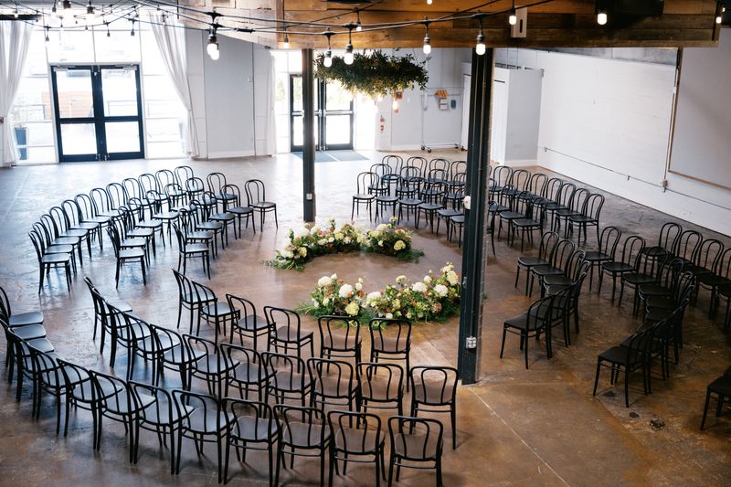 Unique wedding ceremony seating arrangement