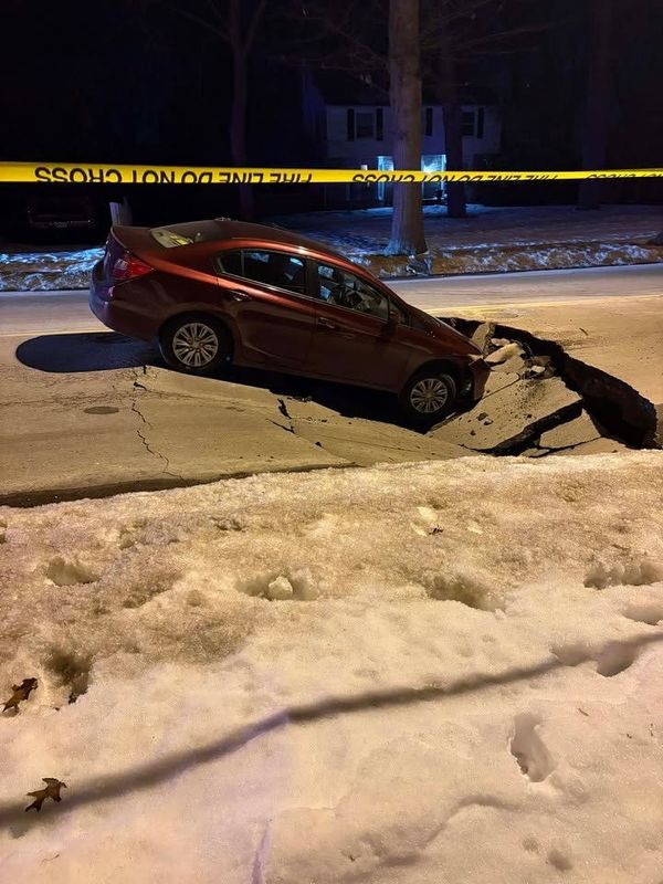The Facebook site 330ToGo on Friday, Feb. 13, posted this photo of a sinkhole on North Howard Street near Medford Avenue.