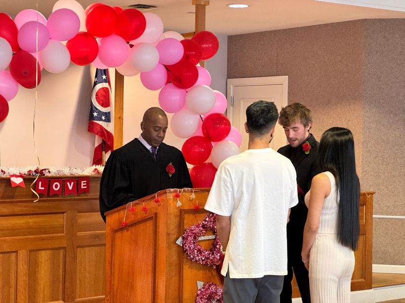 Franklin County Municipal Court Judge Mike McAllister marries a couple on Valentine’s Day at the courthouse.