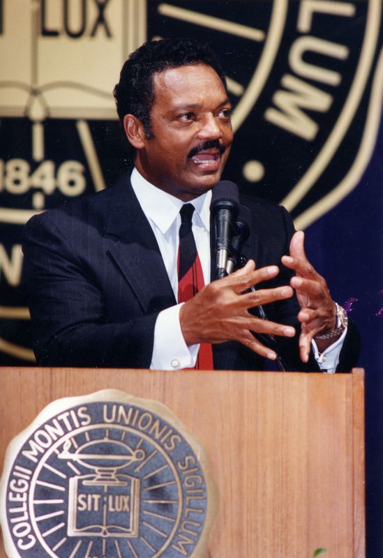 The Rev. Jesse Jackson was the featured speaker at the University of Mount Union's Schooler Lecture Series in 1991. Jackson, who died Feb. 17, also lectured at Kent State University's Stark campus.