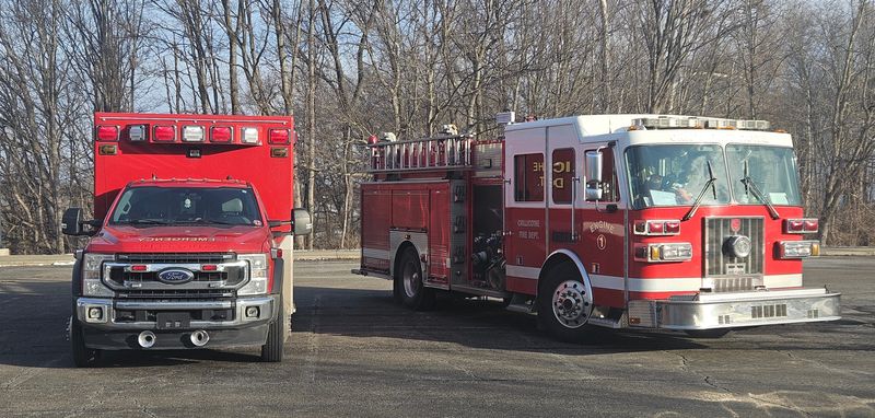 Two units from the Chillicothe Fire Department are seen here.
