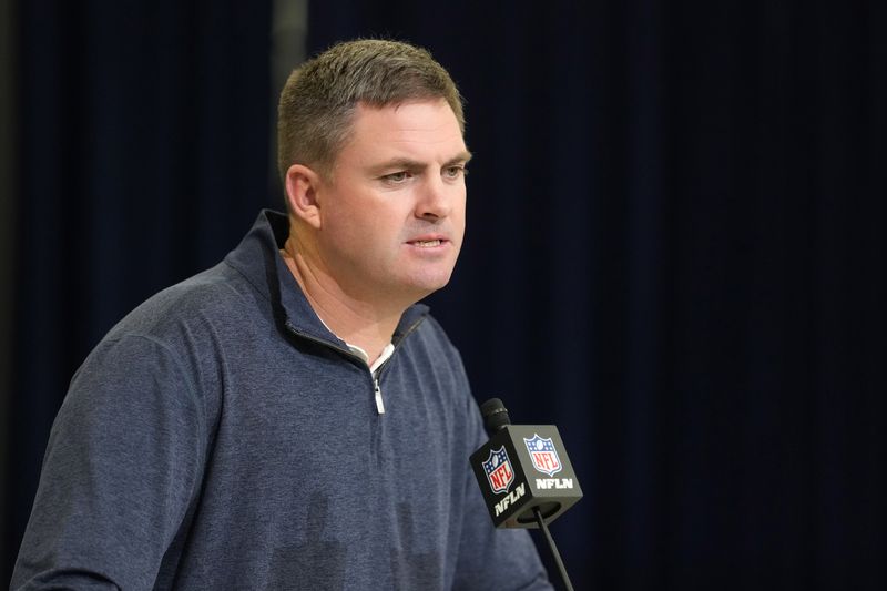 Feb 24, 2026; Indianapolis, IN, USA; Cincinnati Bengals coach Zac Taylor speaks at the NFL Scouting Combine at the Indiana Convention Center. Mandatory Credit: Kirby Lee-Imagn Images
